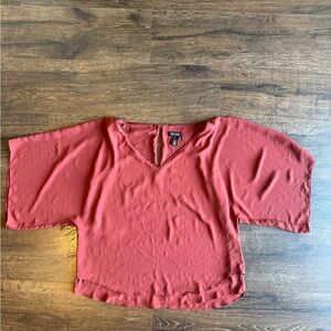 White House Black Market Red V-Neck Blouse